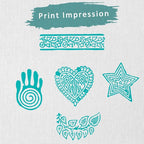Wooden Block Stamp Hand Carved Printing Stamp for Fabric Printing - Wooden Printing Block for Scrapbooking Pottery Kids Project, to Decorate Card | Set of 5 | HASHCART®