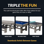 Hathaway Logan 7-ft Pool Table Combo Set with Benches - Rustic Gray with Blue Felt, Barnwood