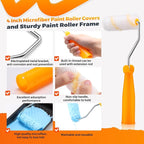 Leumoi 160 Pcs 4 Inch Paint Roller Covers with 2 Holder Microfiber Mini Small Paint Roller Kit for Painting Walls House Home