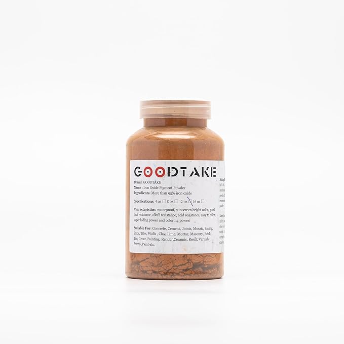 GOODTAKE Concrete Pigment, Orange Iron Oxide Pigment Powder, Cement Color Pigment Concrete Dye Color Pigment for Cement Mortar Grout Pastel Tile Paint (Orange, 12 oz)
