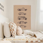 Toddler Boy Room Decor,Cars Room Decor for Boys,Vintage Car Wall Hanging Flag Banner for Bedroom,Playroom Nursery 18x25 Inch