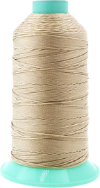 Mandala Crafts Bonded Nylon Thread Cream Heavy Duty Sewing Threads - 415 YDs Size 346 210D T350 Tex 350 Thread for Leather Jeans Weaving Outdoor Marine Upholstery Threads