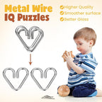 34 Pcs Metal Brain Teaser Puzzles for Kids Adult 3D Wooden Mind Games Puzzle Cube Wooden Brain Games Block Metal Wire Unlock Interlock Game Educational Logic Mind Desktop Toys