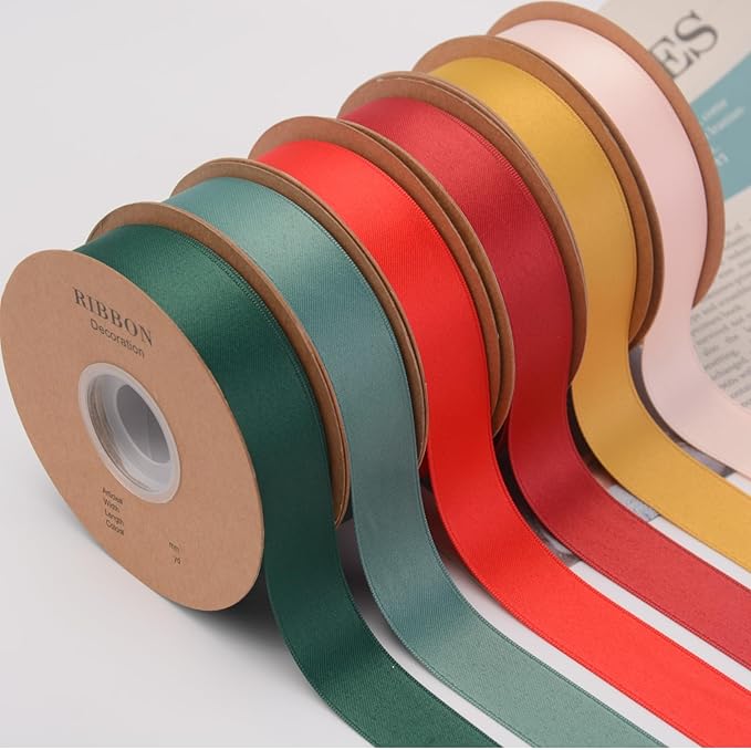 Double Side Satin Ribbon, Continuous 20 Yards,Use for Craft Bows Bouquet, Gift Wrapping, Wedding Decoration, Floral Arrangement (Dark Rose Red, 1/2 inch)