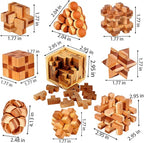 18 Pack Wooden Brain Teaser Puzzles Stress Relief Toys Wooden Burr Puzzles Brain Teaser Puzzle with Gift Packing Box Magic Puzzle Games Toy for Kids and Adults by AHYUAN (Bamboo)