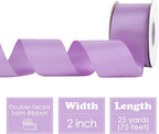HUIHUANG Lilac Satin Ribbon 2 inch Wide Double Faced Satin Ribbon Lilac Purple Ribbon for Gift Wrapping, Bows Making, Flower Bouquet, DIY Crafts, Bridal Shower, Holiday Party Decor-25 Yards/Roll