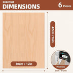 ROBOTIME 6-Pack Laser Wood Sheets 1/8" - 12 x 16 x 1/8 Inch - Oak - 3mm Plywood for Laser Cutting, Laser Engraving Blanks