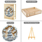 Wooden Puzzles Adults, 3D Paper Rabbit Puzzles 290 Pieces, Unique Animal Shaped Wood Challenging Jigsaw Christmas Puzzles Gifts for Adults, 13.4x13.1in