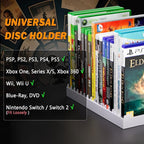 Nargos Video Game Storage Holder for for PS5/ PS4/ PS3/ PS2/ Xbox One/Xbox 360 and Xbox Series X/S/Wii/Switch/Switch 2 Game Cases, DVD and Blu-Ray Organizer for Desk (2, White)