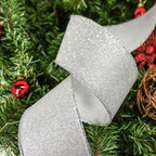 CT CRAFT LLC Glitter Wired Ribbon 2.5" x 10 Yards Silver for Christmas Home Decor Bow Gift Wrapping DIY Crafts Wreath