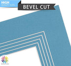 Mat Board Center, Pack of 10, 8x10 for 5x7 Dynamic Blue Color Mats - Bevel Cut, Acid Free, 4-ply Thickness, White Core - for Pictures, Photos, Framing
