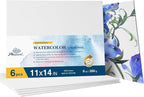 PHOENIX Watercolor Canvas Boards for Painting - 11x14 Inch/6 Pack, 100% Cotton Water Color Canvas Panels, 8 Oz. / 260g White Blank Medium Texture Flat Canvases for Water Based Paints