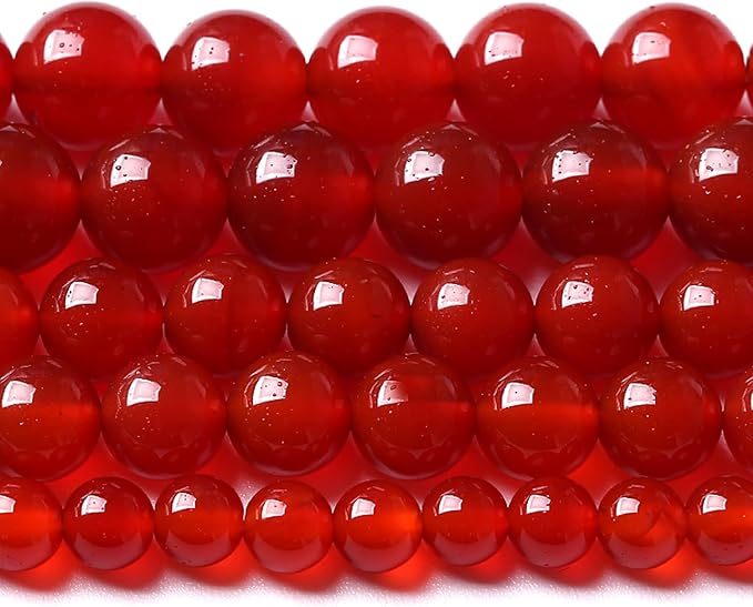 8MM 90pcs Semi-Precious Red Agate Beads Natural Stone Round Loose Beads for Jewelry Making DIY Bracelet Necklace 2 Strands 32"