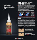 STARBOND Light Brown Medium CA Glue (Premium Cyanoacrylate Super Glue) Crack Filler 150 CPS Viscosity, for Woodworking, Woodturning, Carpentry, Guitar, 2oz
