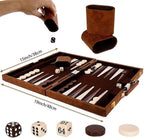 15inch Backgammon Set Classic Folding Board with Leather Case, Portable Travel Game, Ideal Gift Package for Strategy Lovers