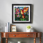 Wooden Puzzle for Adults, Stained Glass Hummingbird Jigsaw Puzzles 200 Piece, Unique Shapes Family Reunion Puzzle for Adults and Kids, Beautiful Package, Best Gift for Family Friends 11.4x11in