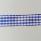 Blue and White Woven Edge Plaid Ribbon 100% Polyester Gingham Ribbon 25 Yards Each Roll (5/8", Blue)