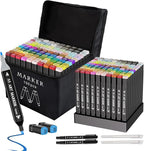 Banral Alcohol Markers Set, 100 Colors Dual Tip Alcohol Based Art Marker for Artists, Permanent Drawing Pens for Adult Coloring Sketching Illustration with Case and Holders