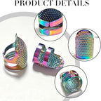 FR 4 Pack (2 Sizes, S/M) Sewing Thimble Finger Protector, Adjustable Finger Metal Shield Protector Pin Needles Sewing Quilting Craft Accessories DIY Sewing Tools Needlework Dazzle