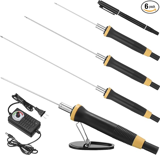 6 Pcs Foam Cutter Electric Hot Wire Cutter Pen Tools Kit, 4'', 6'', 8'' Foam Board Cutter with Stand, 110-220V/ 36W Digital Voltage Apaptor, Cutting Pen for Foam Cutting, Arts, Crafting