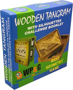 Tangram Wooden Puzzle Geometry Game, with 48 Silhouette Tangrams Challenge Booklet