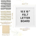 PATIKIL Felt Letter Board, 10x10Inches White Wooden Changeable Message Board with Storage Bag Stand for Kitchen Menu Classroom Farmhouse Decor Notes, Black Bronze