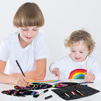 Scratch Painting Art Tool, 9 Pieces Scratching Drawing Tool Set, Including Artist Glove, Tool Bag, Scratch Coloring Pens, Plastic and Wooden Stylus, Scraper, Clean Brush