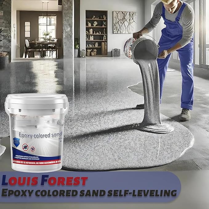Epoxy Floor Paint, Epoxy Colored Sand Floor Paint, High-Gloss Marble Effect Self-Leveling Coating, Waterproof, Non-Slip, Ultra-Durable for Garage, Basement, Wood Floors (Purple,8.8Ib)