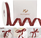 HUIHUANG Rust Satin Ribbon 1/2 inch X 50 Yards Continuous Rust Red Double-Faced Satin Ribbon for Gift Wrapping, Bows, DIY Crafts, Flower Bouquet, Wedding Bridal Shower Decor, Flower Crowns