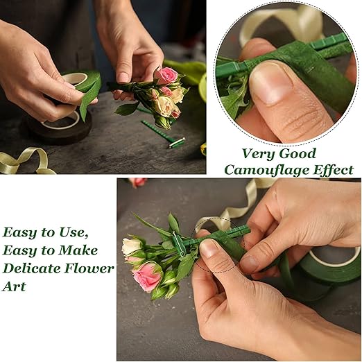 SONGZIMING Floral Arrangement Kit with Green Floral Tape, 22 Gauge Floral Wire Stems, 26 Gauge Paddle Floral Wire and Floral Wire Cutter for Bouquets banquets, Artificial Flowers