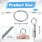 6 Pcs Picture Hanging Wire Heavy Duty Adjustable Art Hanging Wire 9.8FT x1.5mm Stainless Steel Frame Wires Rope for Mirrors Frames Artwork Basket Flowerpot Light Lamp Billboard (Hold up to 30kg/66lb)