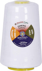 Mandala Crafts 4 Pack of Serger Threads Cones Spools - 40S/2 24000 Yards Polyester White Threads for Sergers Machine and Overlock Quilting Sewing Machine