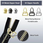 VICHERIA Zipper Repair Kit (45 Pcs), Universal Zippers for Sewing, Replacement Slider Pull Fix Kit for Jackets, Coat, Boot, Backpack, Purse (3#-B-9Pcs)