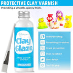 CALPALMY 100ml Gloss Air Dry Clay Glaze with 29pcs Clay Tools Kit – Clay Varnish Sealant for Surface Protection, Pottery and Sculpting Tools for Carving, Shaping, and Molding Crafts