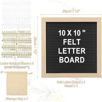 PATIKIL Felt Letter Board, 10x10Inches Black Brown Wooden Changeable Message Board with Storage Bag Stand for Kitchen Menu Classroom Farmhouse Decor Notes, White Bronze Letter