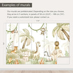 AFZEVEB-Safari Wallpaper Watercolor Animal Nursery Wall murals for Kids Room 114"x74"(Not Peel and Stick)