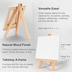 AUREUO Mini Canvas and Easel Set - 3x3 Inch/ 12 Pack - 2/5 Inch Profile Small Square Canvas with Display Stand - Art Gift Set Bulk Pack Canvases for Acrylic Painting & Craft