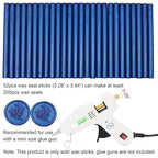52pcs Navy Blue Wax Sealing Sticks for Wax Seal Stamp - Premium Glue Gun Sticks for Envelope, Letter, Wedding Invitation Craft Adhesive - Great Gift Ideas (Mini Size)