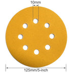 5-Inch 8-Hole Hook and Loop Sanding Discs 220-Grit Random Orbit Sandpaper, 100-Pack