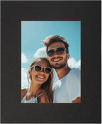 uxcell Picture Mats, 8 x 10 Mat Board Center for 5 x 7 Pictures Acid Free White Core Bevel Cut Frame Mattes with Backing for Display Art Measuring, Black