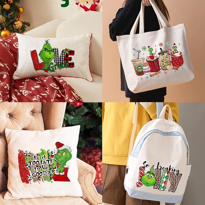 Christmas Iron on Decals Transfer, Funny Christmas Heat Transfer Stickers Iron on Patches for Clothes T-Shirts Pillow Cover Hoody Bag Xmas DIY Craft Supplies Vinyl Stickers