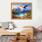 Foxdiviy Stamped Cross Stitch Kits for Beginners Full Range of Cross Stitching 11 CT Printed Cross Stitch Kits for Kids Adults Cross Stitch Patterns Needlepoint Kits-Eagle Landscape 16x20 inch