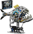 Mechanical Piranha Building Sets, Ocean Animal Collection Toy, Multi-Jointed Movement with Ice Blue Accents, Adults Home or Office Decor, STEM Building Gift for Teens Boys and Girls 12+（1085 PCS)