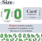 Number Iron On Patches, Numbers 0-9 Embroidery Applique Patch, DIY Decorative Heat Press Patches for Clothing Jeans Jackets Backpacks Hats (Green 50 Pcs)