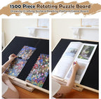 Ancaixin Foldable Puzzle Board 1500 Pieces, Rotating & Tilting Jigsaw Puzzle Board with 4 Non-Woven Drawers, 26x35.8'' Wooden Puzzle Table, Portable Board GameTable for Adults, Birthday Gift for Mom