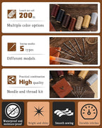 DIUDUS 218 Yards Upholstery Thread, Waxed Leather Thread, Heavy Duty Sewing Kit with Upholstery Needles, Wax String for Hand Sewing Repair Carpet Sofa Carseat Canvas (White)