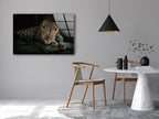 My Photostation.com 43Wx27H'' Fierce Leopard Glass Wall ArtTempered Glass Printing Wall Decor Large Wall Art Wall Hangings