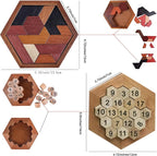 Arlai 12 pcs Wooden Brain Teaser Puzzle and Metal 3D Unlock Interlocking Jigsaw Educational Toy for Kids and Adults Brain Games Durable Easy to Assemble Birthday Gifts Educational Toys