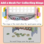 Giant 4 in a Row Connect Game with Mesh Fabric | Height Adjustable 4-in-1 Jumbo 4-to-Score Yard Game Set with Basketball, Golf & Ring Toss | Outdoor Indoor Family Party Game for Kids & Adults, Pink