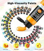 64 PCS Acrylic Paint Set with 12 Brushes, 2 Knives & Palette, 48 Colors (2oz/60ml) Art Craft Paint for Adults Kids Artists Beginners, Halloween Pumpkin Canvas Ceramic Rock Painting Kit